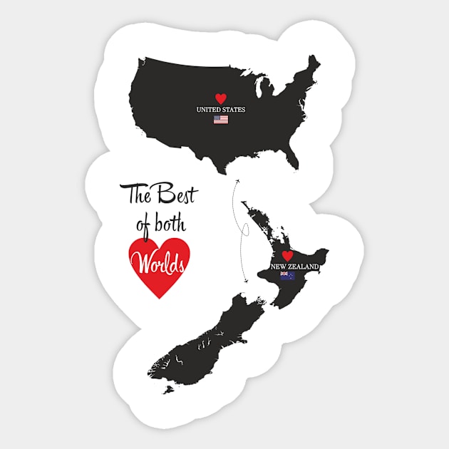 The Best of both Worlds - United States - New Zealand Sticker by YooY Studio